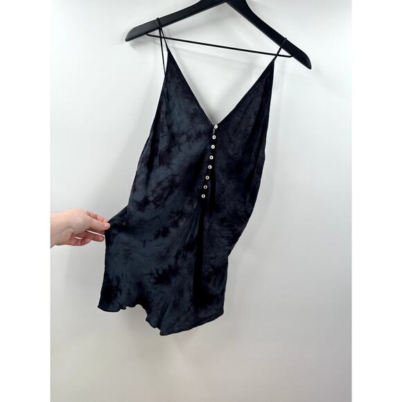 FREE PEOPLE Intimately Walkabout Tie Dye Romper Short Jumpsuit Washed Black S - Picture 2 of 10